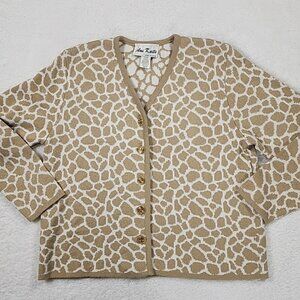 Vintage Ami Knits Animal Print Long Sleeve Cardigan With Button Front